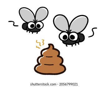 Illustration Flies Gathering Poop Stock Illustration 2056799021 ...