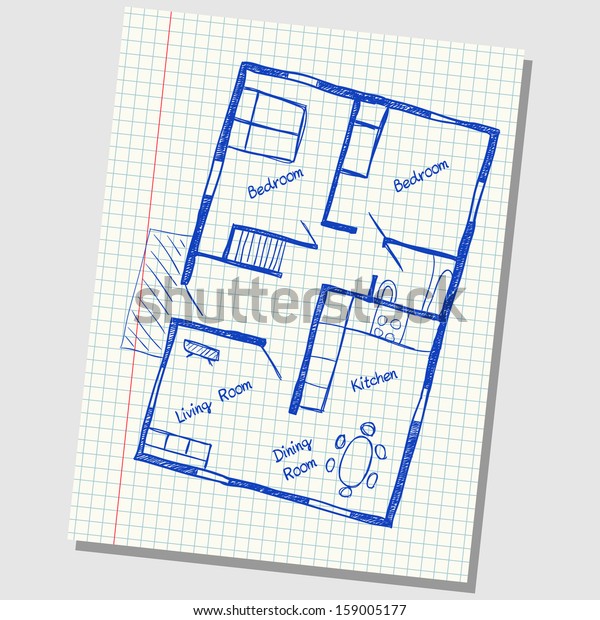 Illustration Floor Plan Doodle On School Stock Illustration 159005177