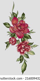 Illustration Beautiful Floral Composition Outline Drawn Stock ...