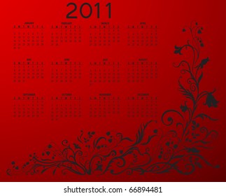 Illustration of floral style design Calendar for 2011 - Powered by Shutterstock