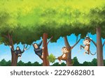 Illustration of forest monky fun on the tree.