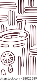 Illustration in the form of a can with a straw without color 