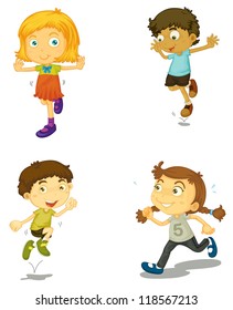 Illustration Of A Four Kids On A White Background