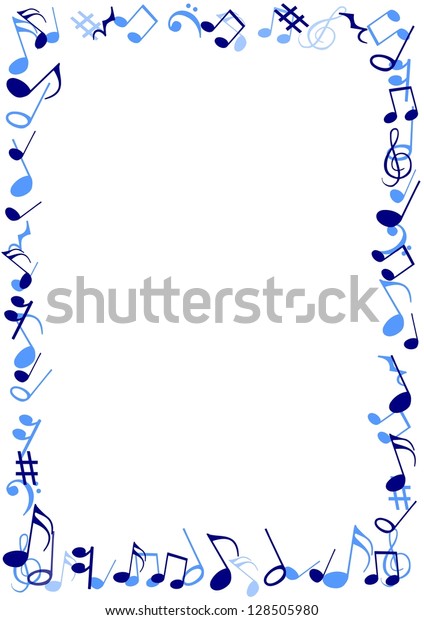 Illustration Frame Made Blue Musical Notes Stock Illustration 128505980