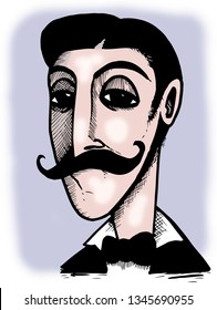 Illustration Of French Novelist Marcel Proust.