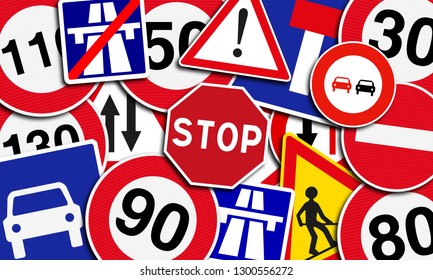 Illustration French Road Signs Stock Illustration 1300556272 | Shutterstock