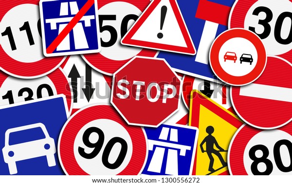 Illustration French Road Signs Stock Illustration 1300556272 | Shutterstock