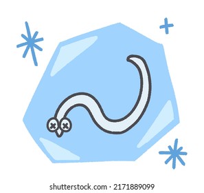 Illustration Of Frozen Anisakis (parasite).