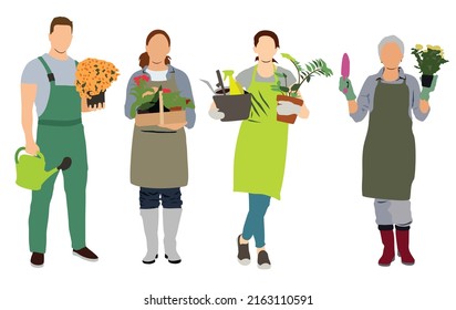 illustration of garden workers working	 - Powered by Shutterstock