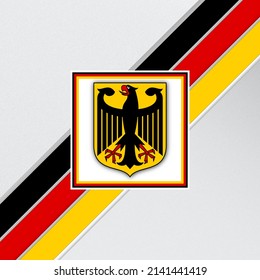 Illustration Of German National Day Celebration With German Coat Of Arms And Flag.