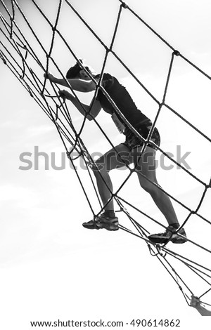 Similar – Hanging tired on the ropes