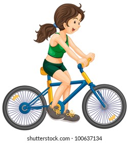 Illustration Girl Cycling White Background Eps Stock Illustration ...