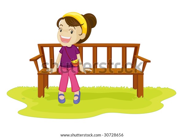 Illustration Girl Sitting On Bench Stock Illustration 30728656