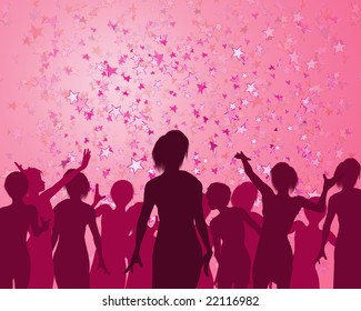 Illustration of a girls enjoying a fabulous party - Powered by Shutterstock