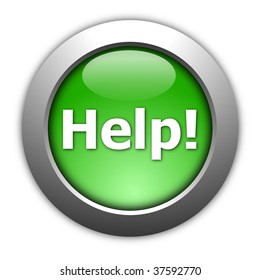 illustration of glossy help internet button isolated on white
