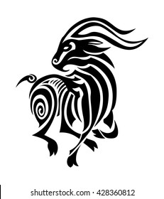 Illustration Of A Goat Tattoo On Isolated White Background