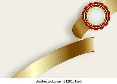 Illustration Of Gold Ribbon. Certificate Element Design.