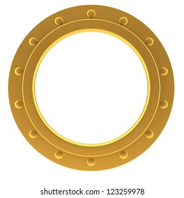 Illustration Of A Gold Ship Porthole