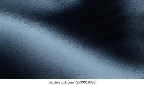 Illustration of a gradient background texture of light blue and dark black in the form of sand or fine grain, giving a sense of calm, mystery and modernity. The texture is soft and balanced.