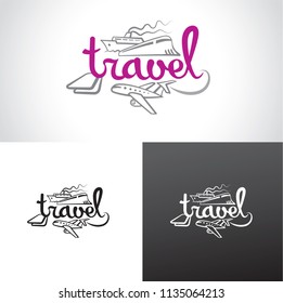 illustration of graphic sign and logo for travel resort agency