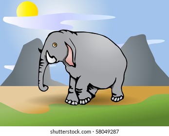 Illustration Gray African Elephant Cartoon Stock Illustration 58049287 |  Shutterstock