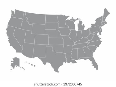 19 078 Grey United States Map Images - Illustration Gray Usa Map States 260nw 1372330745