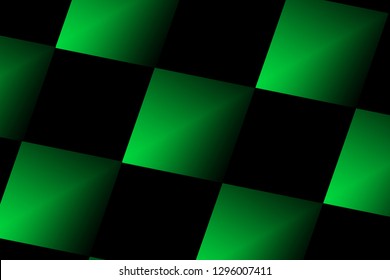 Illustration Green And Black Shiny Digital Chess Board Style/concept - Square Routes Mosaic Tiles Effects - Graphic Design - Screen Saver - Technology Effects