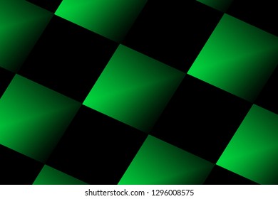 Illustration Green And Black Shiny Digital Chess Board Style/concept - Square Routes Mosaic Tiles Effects - Graphic Design - Screen Saver - Technology Effects