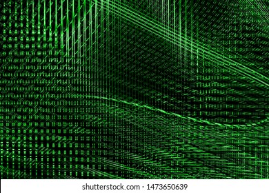 Illustration green and black speed and electronic golden, glass and metallic abstract matrix technology space and vibrations background/texture for network online mobile app display or desktop