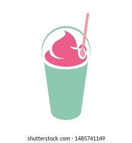 Illustration Of Green And Pink Frappuccino With A Lid And Straw Icon Isolated On A White Background