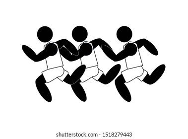 Running People Team Leader Dotted Outline Stock Vector (Royalty Free ...