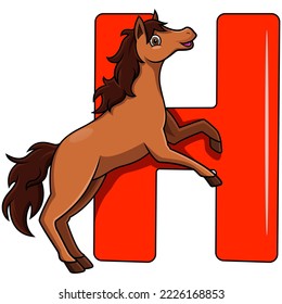 Illustration H letter for Horse
