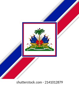 Illustration Of Haitian Independence Day Celebration With Haitian Emblem And Flag.