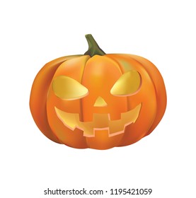 Realistic Vector Halloween Pumpkin Candle Inside Stock Vector (Royalty ...