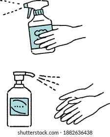 Illustration Of Hand Alcohol Disinfection And Sanitization