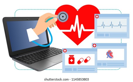 Illustration Hacker Accessing Online Protected Healthcare Stock ...