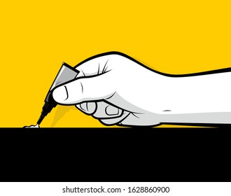 Illustration Of A Hand Using Super Glue