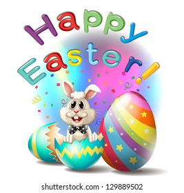 Illustration of a happy easter poster on a white background