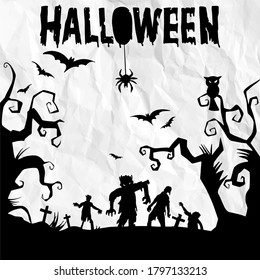  Illustration, Happy Halloween lettering. Holiday calligraphy poster, greeting card, party invitation. Isolated illustration.