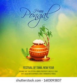 Illustration Of Happy Pongal Holiday Harvest Festival Of Tamil Nadu South India Greeting Background Poster Creative Flyer 