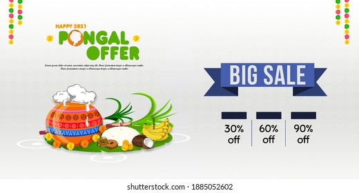 Illustration Of Happy Pongal Sale Background. Can Be Used For Shopping Sale, Promo Poster, Banner,