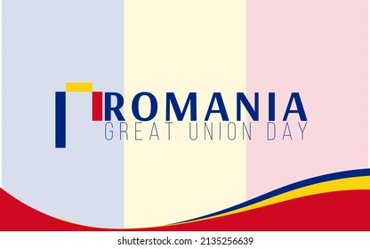 Illustration Of Happy Romanian Great Union Day With Romanian Coat Of Arms And Flag Silhouette.