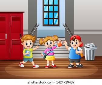 Cartoon Two Boys Playing Front House Stock Vector (Royalty Free) 1338138608