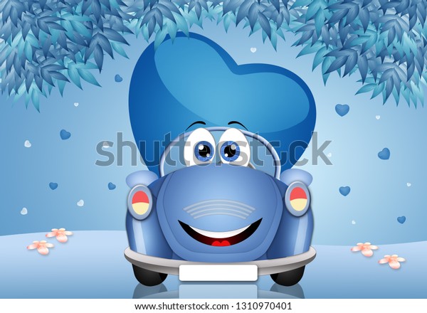 illustration of heart in funny\
car