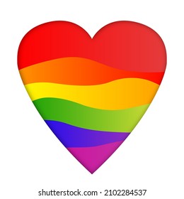 Illustration heart and rainbow colors and gradient effect  white background  Colors lgtbiq flag