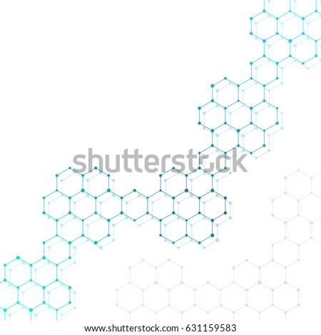 Illustration hexagonal structure molecule dna of neurons system, genetic and chemical compounds