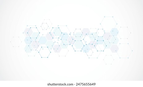 Illustration of hexagons pattern. Geometric abstract background with simple hexagonal elements. Creative idea for medical, technology or science design.