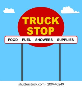 Illustration Of A Highway Truck Stop Sign