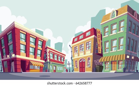 Vector Cartoon Illustration Historic Urban Area Stock Vector (Royalty ...