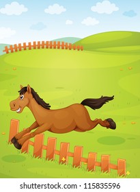 823 Horse jumping fence illustration Images, Stock Photos & Vectors ...